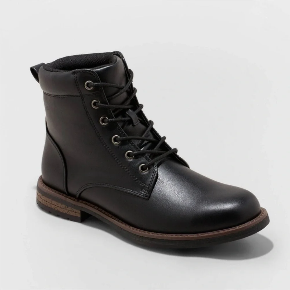 Men's Goodfellow & Co Shoes Jeffrey Lug Combat Boots Black‎ 11